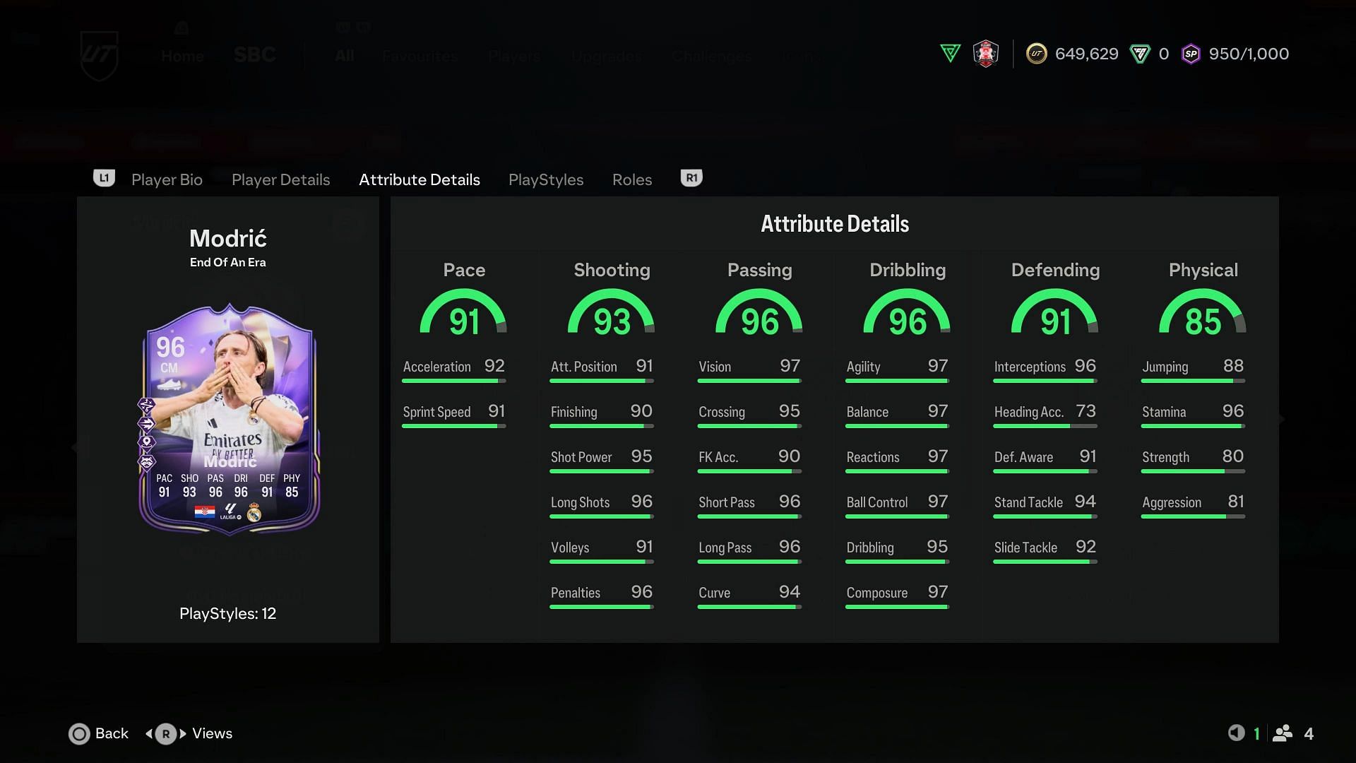 The stats (Image via EA Sports)